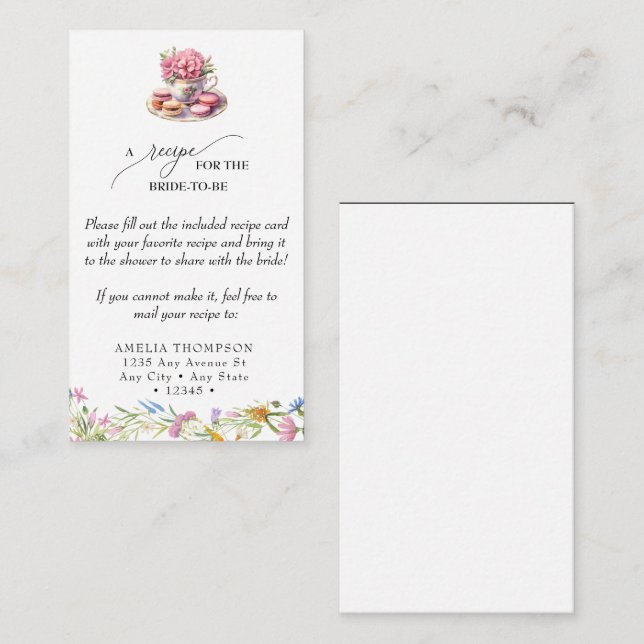 Bridal Tea | Recipe Request Enclosure Card (Front/Back)