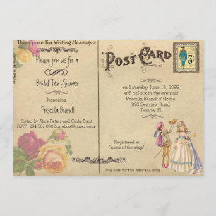 Bridal Tea Shower Honouring, style old Postcard