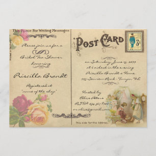 Bridal Tea Shower Honouring, style old Postcard
