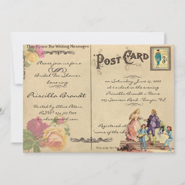 Bridal Tea Shower Honouring, style old Postcard (Front)
