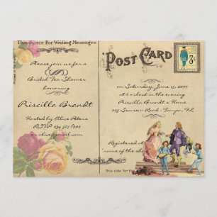 Bridal Tea Shower Honouring, style old Postcard