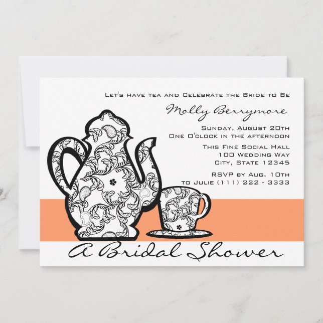 Bridal Tea with Changable Colour Invitation (Front)