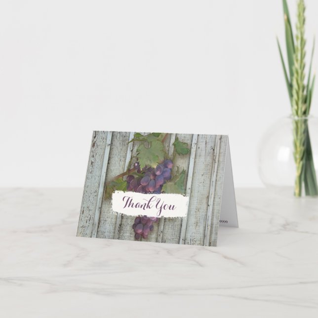 Bridal Thank You Note Rustic Country Wine Vineyard Card (Front)
