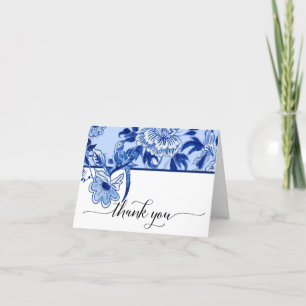 Bridal Thank You Sky Blue Bird Floral Chinoiserie Card