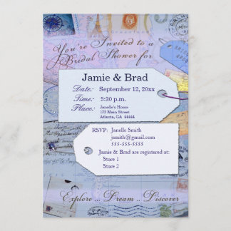 Bridal Travel Shower Theme in light blue Invitation