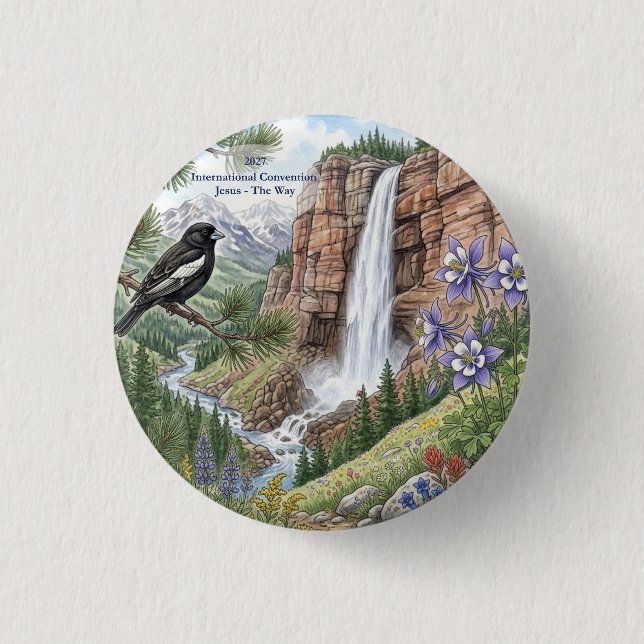 Bridal Veil Falls 1 Inch Round Button (Front)