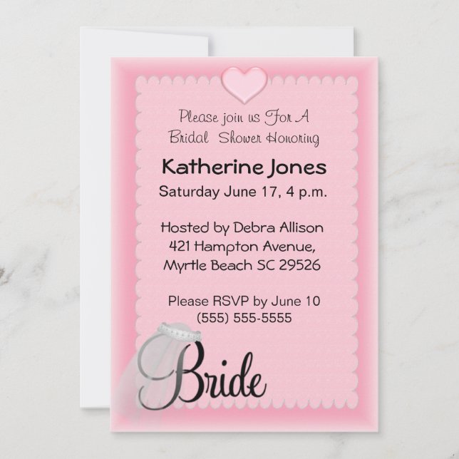 Bridal Veil  Shower Invitations (Front)