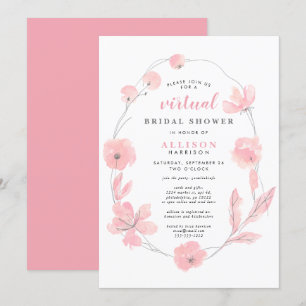 Bridal Virtual Shower Pink Floral Watercolor Invitation