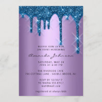 Bridal Wedding Birthday 16th Blue Purple 3D Drips