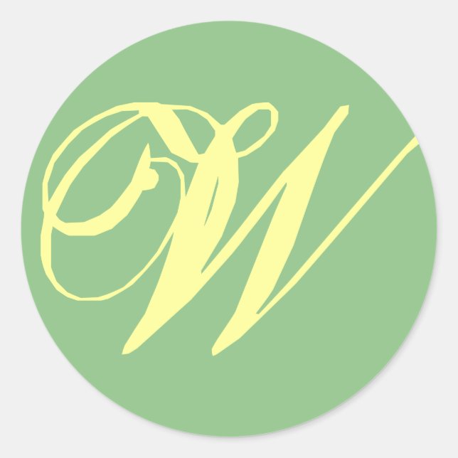 Bridal Wedding Monogram Letter W - Customize Classic Round Sticker (Front)