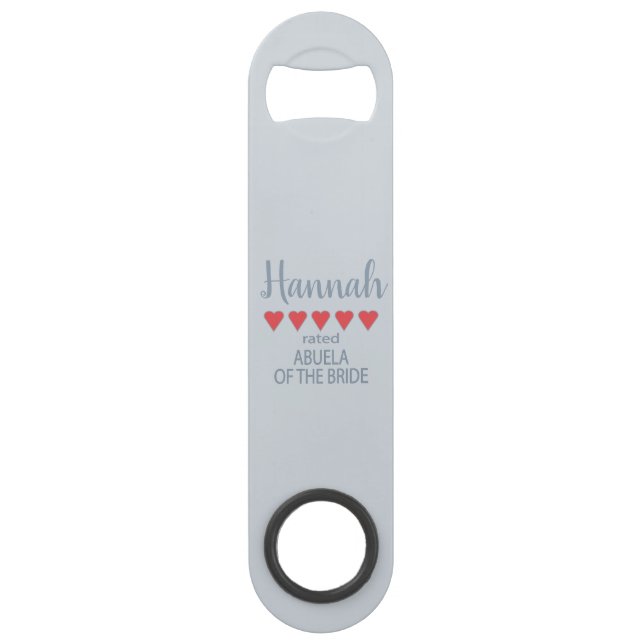 Bridal & Wedding Party 5 Heart Abuela of Bride Bar Key (Front)