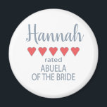 Bridal & Wedding Party 5 Heart Abuela of Bride Magnet<br><div class="desc">Members of the bridal party and wedding party will feel loved and appreciated with a “five heart” gift made especially for them. Love is what it’s all about. Whether it’s a hometown wedding or destination wedding the personalized items will be sure to bring smiles along the way. The customizable t-shirts...</div>