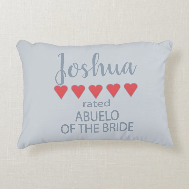 Bridal & Wedding Party 5 Heart Abuelo of Bride Accent Pillow (Front)