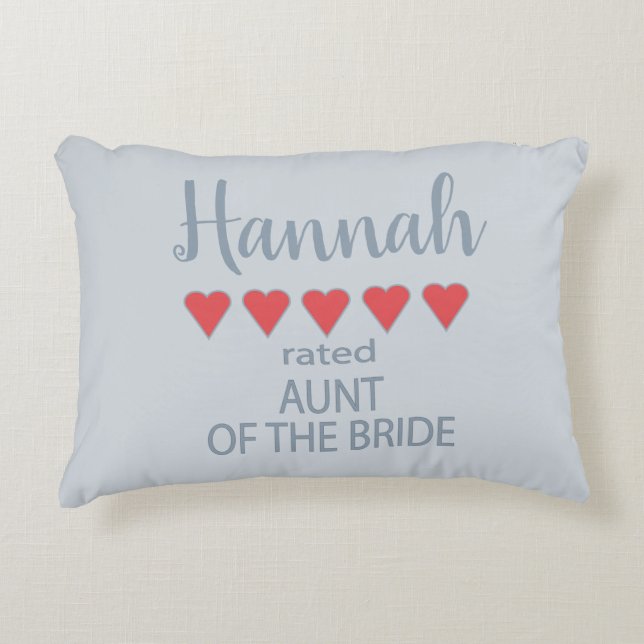 Bridal & Wedding Party 5 Heart Aunt of Bride Accent Pillow (Front)