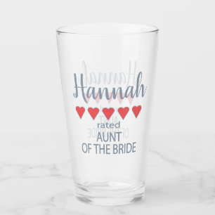 Bridal & Wedding Party 5 Heart Aunt of Bride Glass