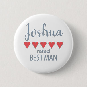 Bridal & Wedding Party 5 Heart Best Man 2 Inch Round Button