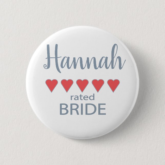 Bridal & Wedding Party 5 Heart Bride 2 Inch Round Button (Front)