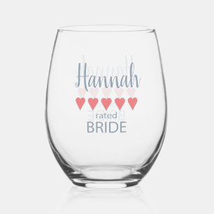 Bridal & Wedding Party 5 Heart Bride Stemless Wine Glass