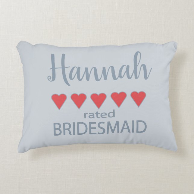 Bridal & Wedding Party 5 Heart Bridesmaid Accent Pillow (Front)