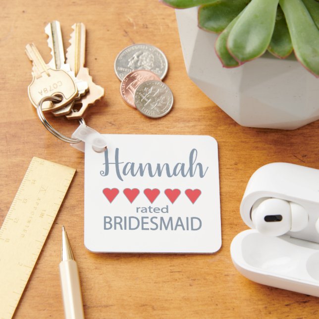Bridal & Wedding Party 5 Heart Bridesmaid Keychain (Desk)