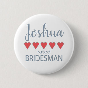 Bridal & Wedding Party 5 Heart Bridesman 2 Inch Round Button