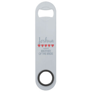 Bridal & Wedding Party 5 Heart Brother of Bride Bar Key