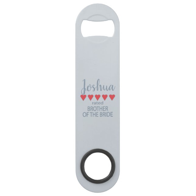 Bridal & Wedding Party 5 Heart Brother of Bride Bar Key (Front)