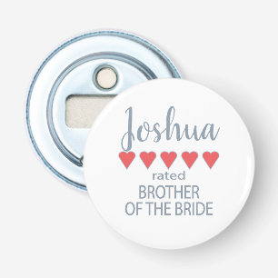 Bridal & Wedding Party 5 Heart Brother of Bride Bottle Opener