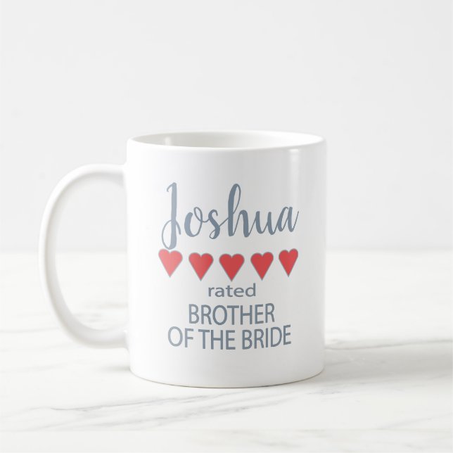 Bridal & Wedding Party 5 Heart Brother of Bride Coffee Mug (Left)