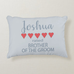 Bridal & Wedding Party 5 Heart Brother of Groom Accent Pillow