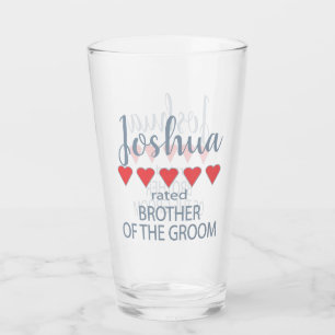 Bridal & Wedding Party 5 Heart Brother of Groom Glass