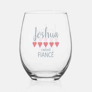 Bridal & Wedding Party 5 Heart Fiance Stemless Wine Glass