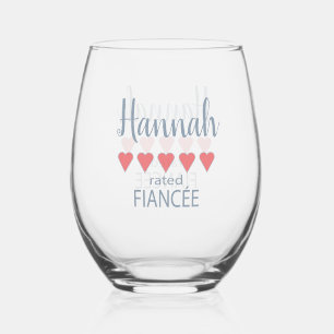 Bridal & Wedding Party 5 Heart Fiancee Stemless Wine Glass