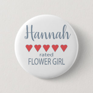 Bridal & Wedding Party 5 Heart Flower Girl 2 Inch Round Button