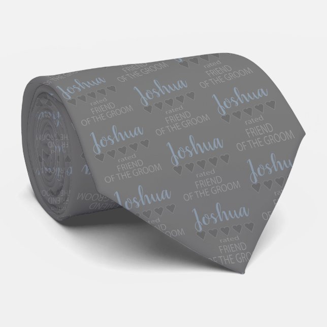 Bridal & Wedding Party 5 Heart Friend of Groom Tie (Rolled)