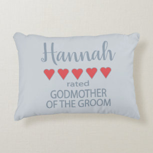 Bridal & Wedding Party 5 Heart Godmother of Groom Accent Pillow