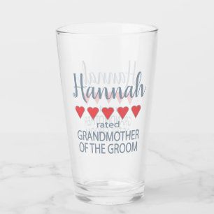 Bridal & Wedding Party 5 Heart Grandmother o Groom Glass