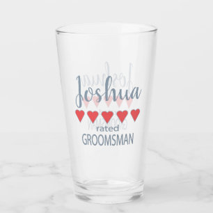 Bridal & Wedding Party 5 Heart Groomsman Glass