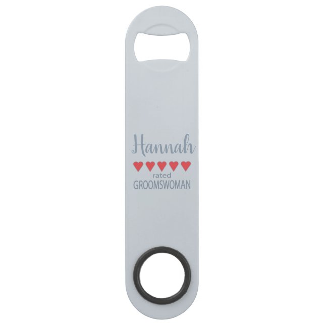 Bridal & Wedding Party 5 Heart Groomswoman Bar Key (Front)