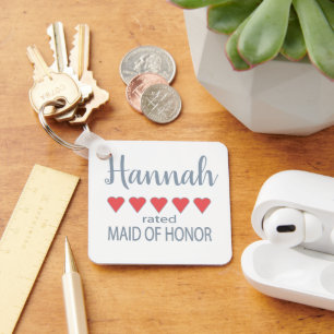 Bridal & Wedding Party 5 Heart Maid of Honour Keychain