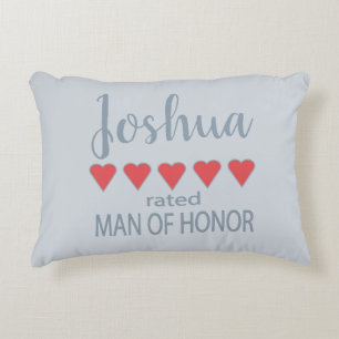 Bridal & Wedding Party 5 Heart Man of Honour Accent Pillow