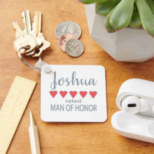 Bridal & Wedding Party 5 Heart Man of Honour Keychain