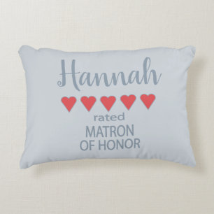Bridal & Wedding Party 5 Heart Matron of Honour Accent Pillow