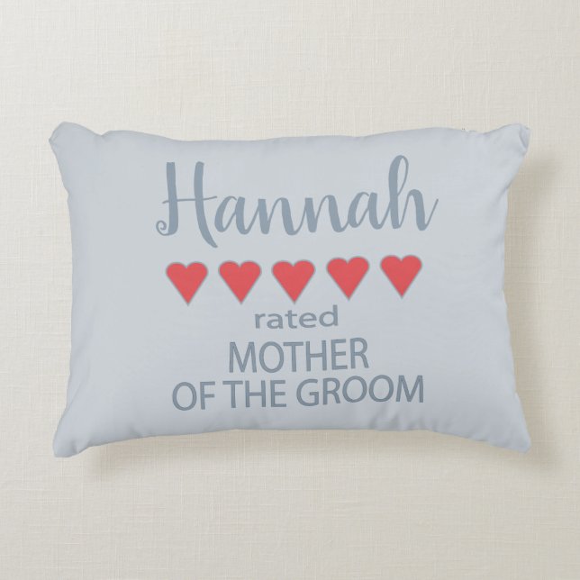 Bridal & Wedding Party 5 Heart Mother of Groom Accent Pillow (Front)