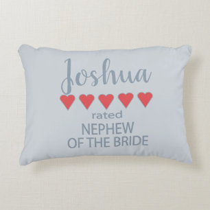 Bridal & Wedding Party 5 Heart Nephew of Bride Accent Pillow