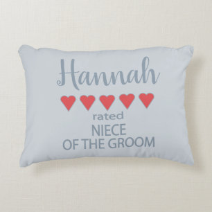 Bridal & Wedding Party 5 Heart Niece of Groom Accent Pillow