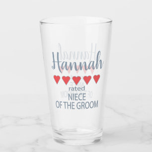 Bridal & Wedding Party 5 Heart Niece of Groom Glass