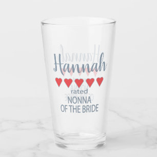 Bridal & Wedding Party 5 Heart Nonna of Bride Glass