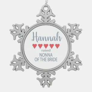 Bridal & Wedding Party 5 Heart Nonna of Bride Snowflake Pewter Christmas Ornament