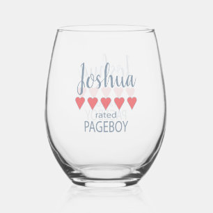 Bridal & Wedding Party 5 Heart Pageboy Stemless Wine Glass